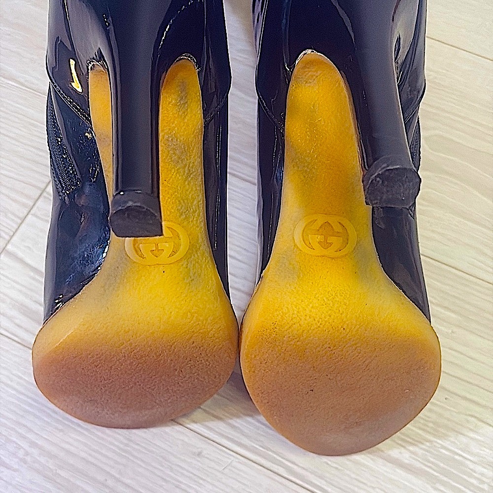Gucci Glossy Black Heeled Boots - Picture 2 of 3